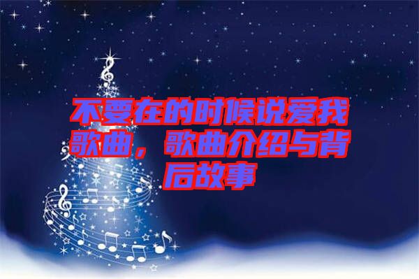 不要在的時候說愛我歌曲,歌曲介紹與背后故事
