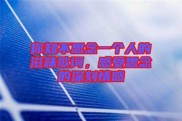 你知不思念一個人的滋味歌詞,感受思念的深刻情感