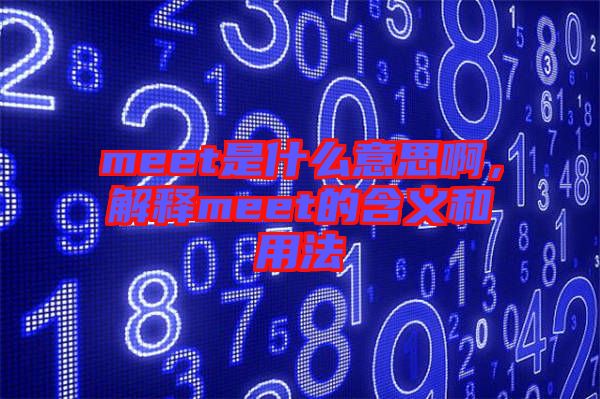 meet是什么意思啊,解釋meet的含義和用法