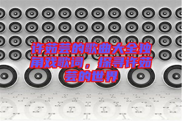 許茹蕓的歌曲大全獨(dú)角戲歌詞,探尋許茹蕓的世界