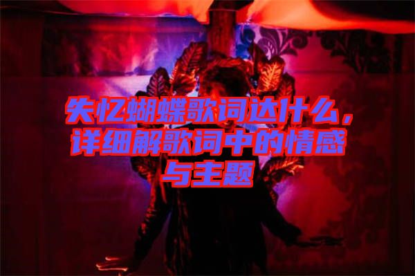 失憶蝴蝶歌詞達什么,詳細解歌詞中的情感與主題