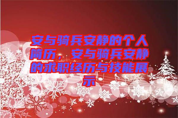 安與騎兵安靜的個人簡歷,安與騎兵安靜的求職經歷與技能展示