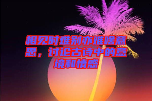 相見時難別亦難啥意思,討論古詩中的意境和情感