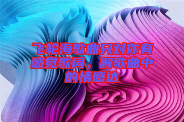 飛輪海歌曲只對(duì)你有感覺(jué)歌詞,解歌曲中的情感達(dá)