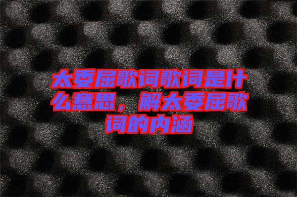 太委屈歌詞歌詞是什么意思,解太委屈歌詞的內(nèi)涵