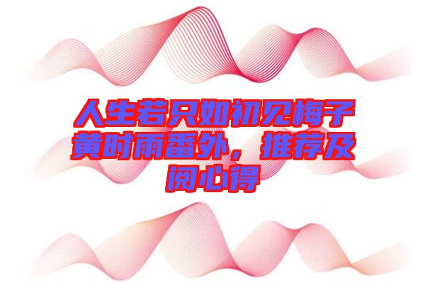 人生若只如初見梅子黃時雨番外，推薦及閱心得