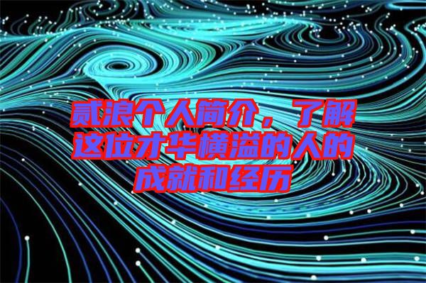 貳浪個人簡介,了解這位才華橫溢的人的成就和經(jīng)歷