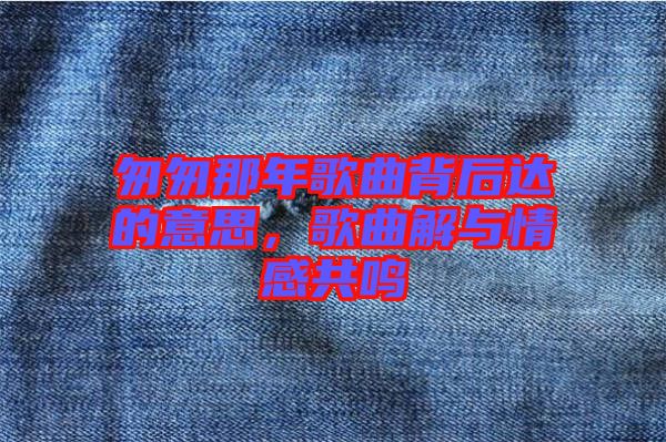 匆匆那年歌曲背后達的意思，歌曲解與情感共鳴