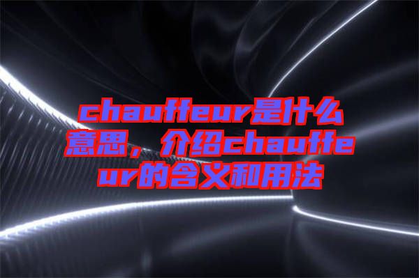 chauffeur是什么意思，介紹chauffeur的含義和用法