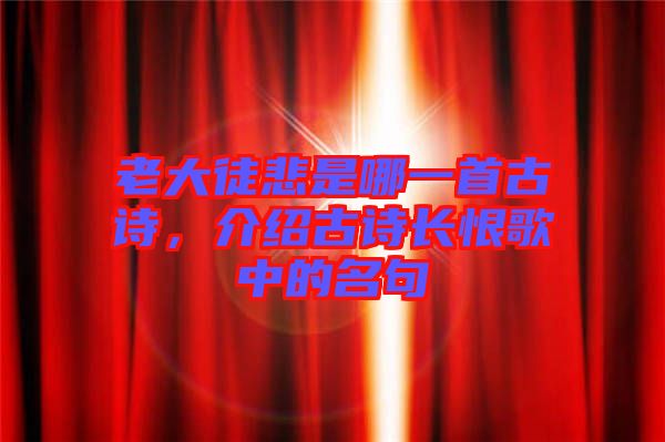 老大徒悲是哪一首古詩,介紹古詩長恨歌中的名句