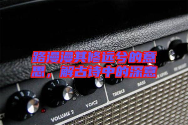 路漫漫其修遠兮的意思,解古詩中的深意