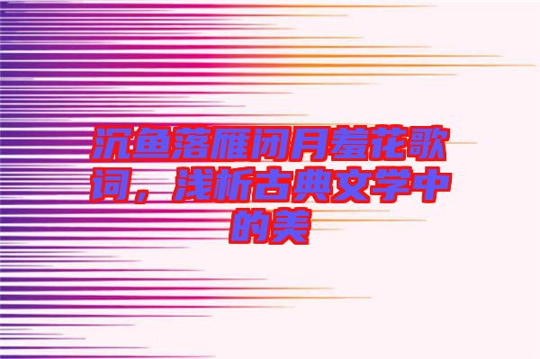 沉魚落雁閉月羞花歌詞,淺析古典文學中的美