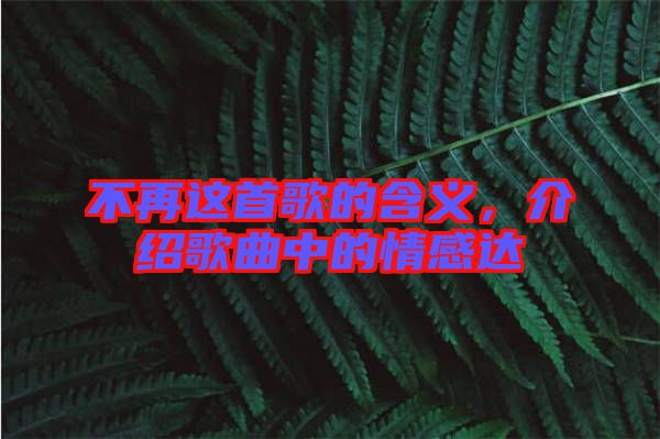 不再這首歌的含義,介紹歌曲中的情感達