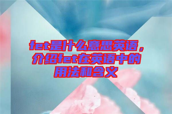 fet是什么意思英語,介紹fet在英語中的用法和含義