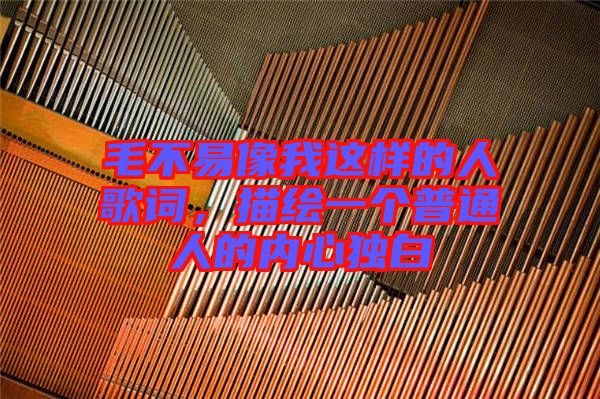 毛不易像我這樣的人歌詞,描繪一個普通人的內心獨白