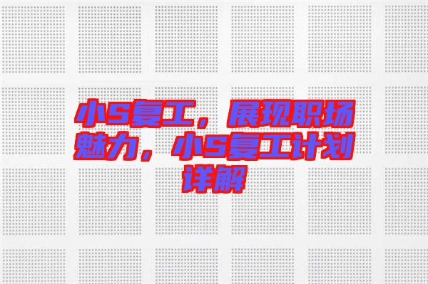 小S復工,展現職場魅力,小S復工計劃詳解
