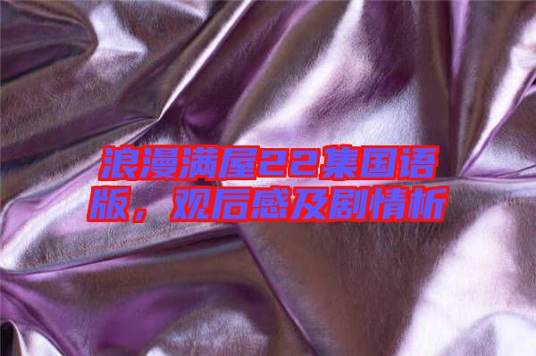 浪漫滿屋22集國語版,觀后感及劇情析