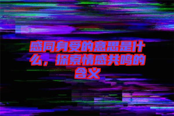感同身受的意思是什么，探索情感共鳴的含義
