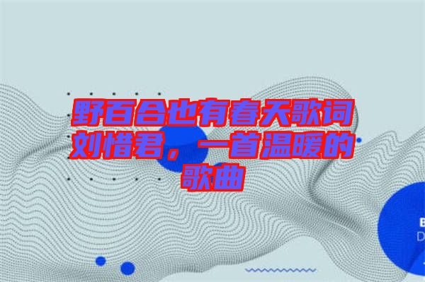 野百合也有春天歌詞劉惜君,一首溫暖的歌曲