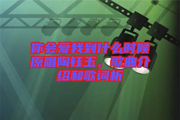 你會愛我到什么時候原唱陶鈺玉,歌曲介紹和歌詞析