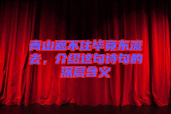 青山遮不住畢竟東流去,介紹這句詩句的深層含義