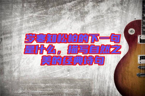 歲寒知松柏的下一句是什么,描寫(xiě)自然之美的經(jīng)典詩(shī)句