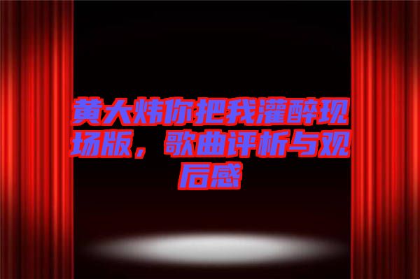 黃大煒你把我灌醉現場版,歌曲評析與觀后感