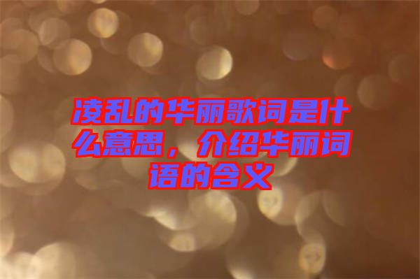 凌亂的華麗歌詞是什么意思,介紹華麗詞語的含義