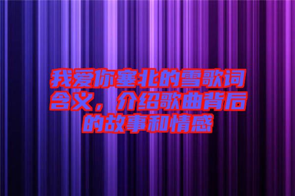 我愛你塞北的雪歌詞含義，介紹歌曲背后的故事和情感