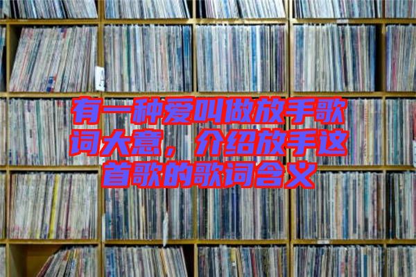 有一種愛叫做放手歌詞大意,介紹放手這首歌的歌詞含義