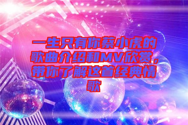 一生只有你蔡小虎的歌曲介紹和MV欣賞,帶你了解這首經(jīng)典情歌