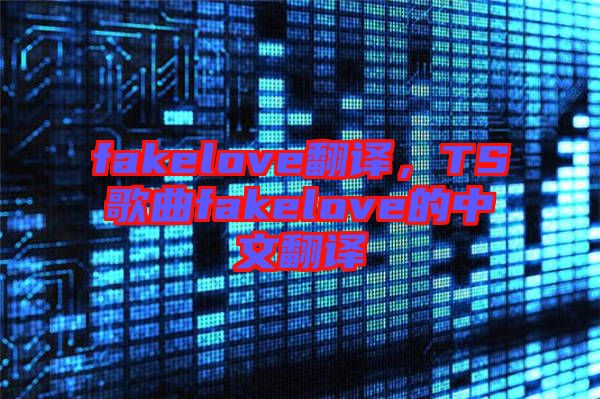 fakelove翻譯,TS歌曲fakelove的中文翻譯