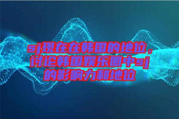 sj現在在韓國的地位,討論韓國娛樂圈中sj的影響力和地位