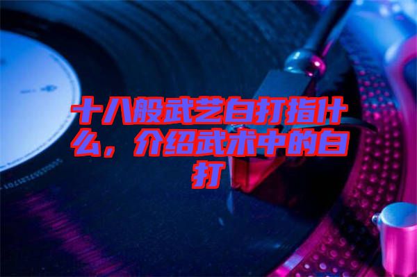 十八般武藝白打指什么，介紹武術中的白打