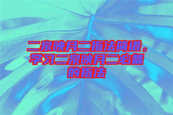 二泉映月二指法簡(jiǎn)譜,學(xué)習(xí)二泉映月二必備的指法