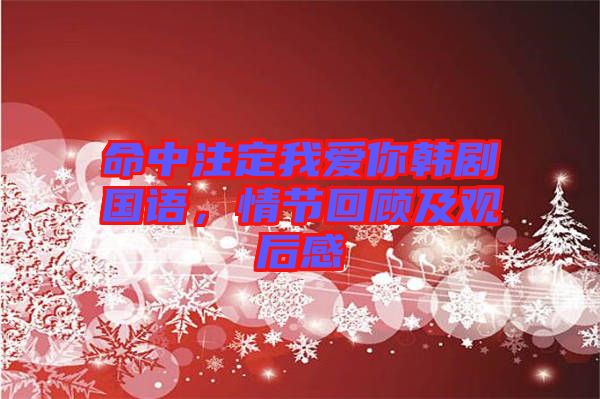 命中注定我愛你韓劇國語，情節(jié)回顧及觀后感