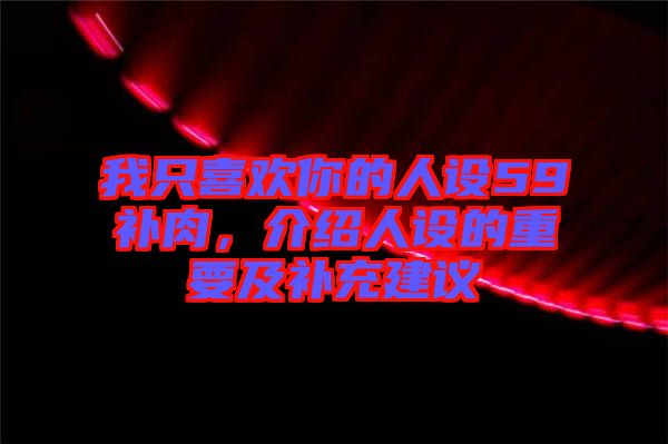 我只喜歡你的人設59補肉,介紹人設的重要及補充建議