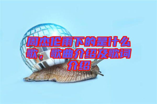 周杰倫雨下的是什么歌,歌曲介紹及歌詞介紹