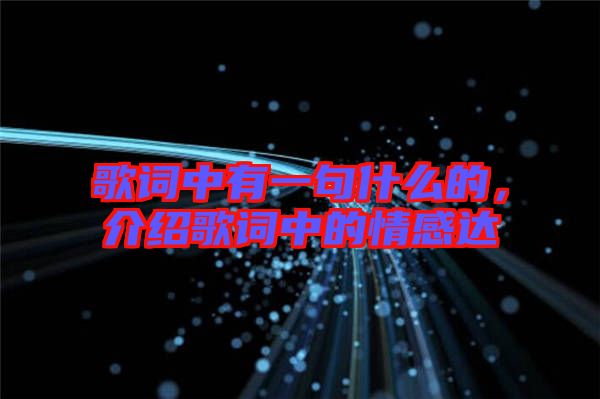 歌詞中有一句什么的,介紹歌詞中的情感達