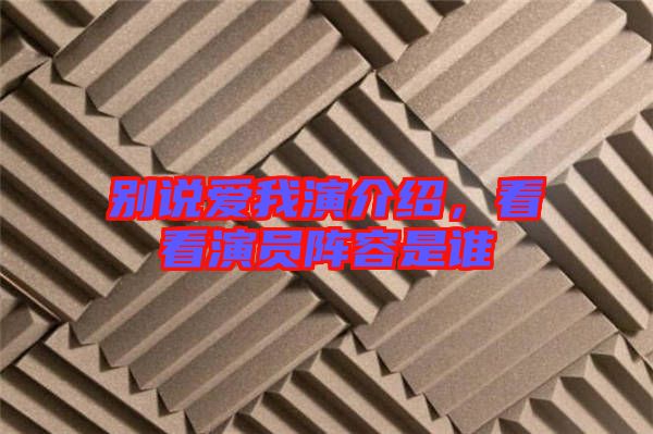 別說愛我演介紹,看看演員陣容是誰