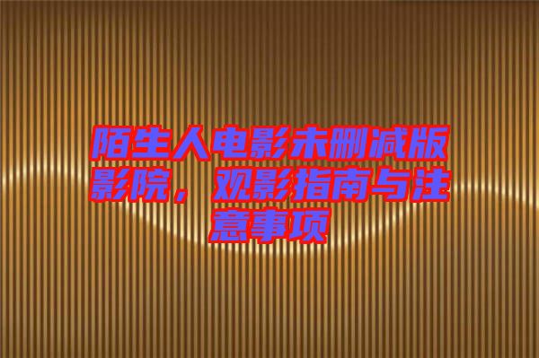 陌生人電影未刪減版影院,觀影指南與注意事項