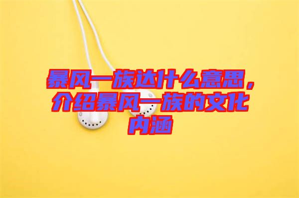 暴風一族達什么意思，介紹暴風一族的文化內涵