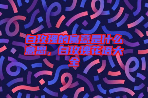白玫瑰的寓意是什么意思,白玫瑰花語(yǔ)大全