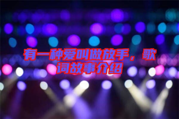 有一種愛叫做放手,歌詞故事介紹