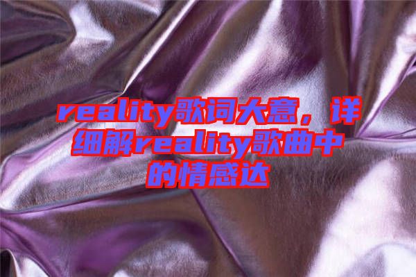 reality歌詞大意,詳細解reality歌曲中的情感達
