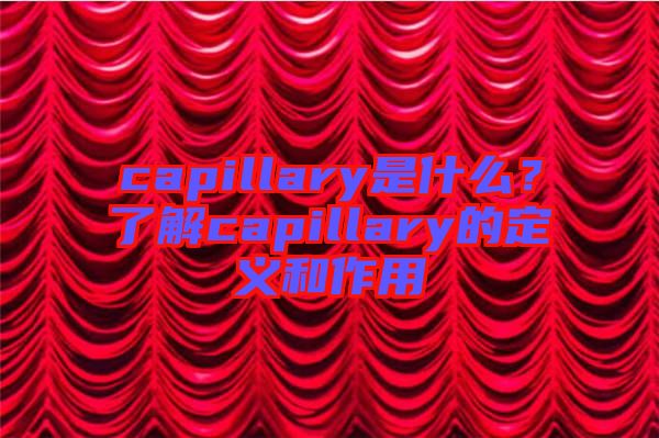capillary是什么?了解capillary的定義和作用