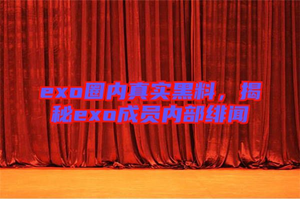 exo圈內(nèi)真實黑料,揭秘exo成員內(nèi)部緋聞