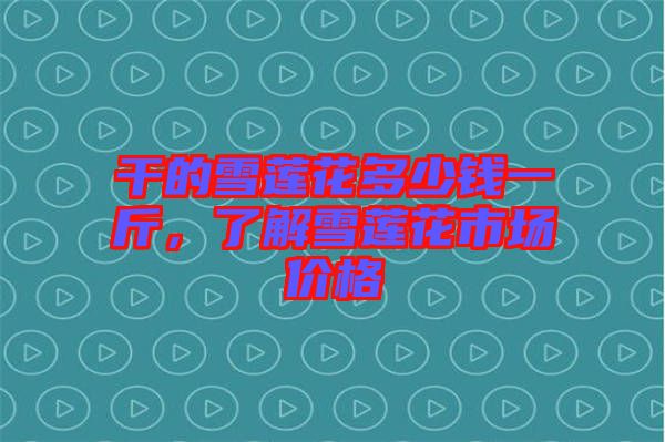 干的雪蓮花多少錢一斤,了解雪蓮花市場價格