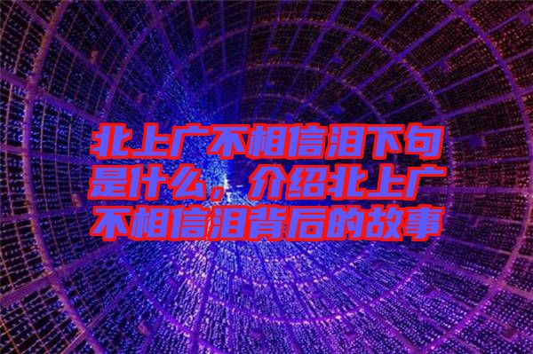 北上廣不相信淚下句是什么,介紹北上廣不相信淚背后的故事