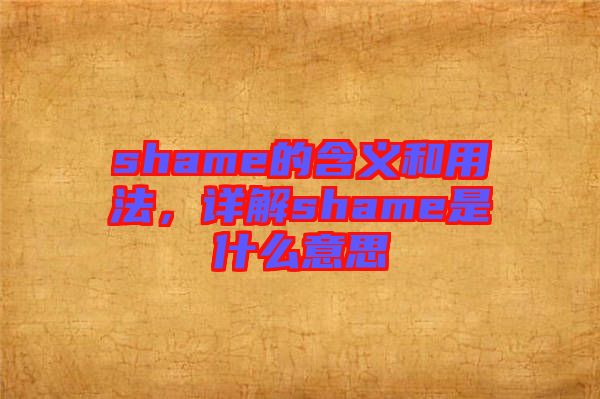 shame的含義和用法,詳解shame是什么意思